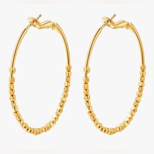 Gorgeous Neiman Marcus 18KT Gold Vermeil round beaded hoop Earrings